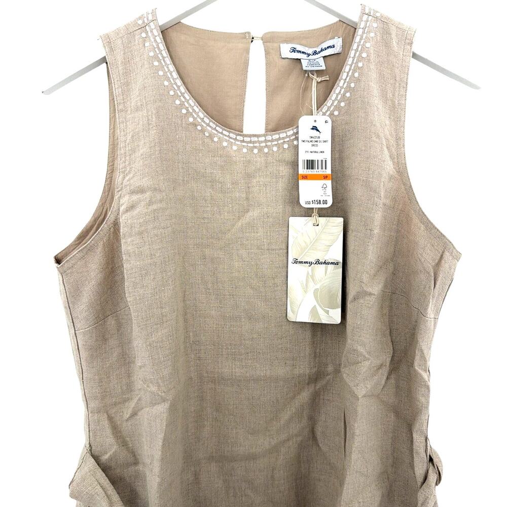 Tommy Bahama Natural Linen Two Palms Embroidered Linen Shift Dress Size S - Picture 6 of 10